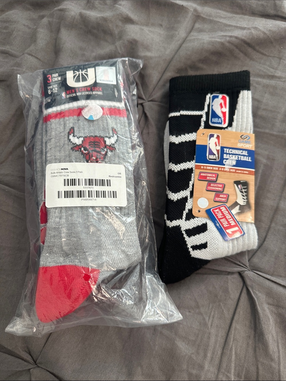 NBA Chicago Bulls Crew & Technical Socks - Grey, Black, Red